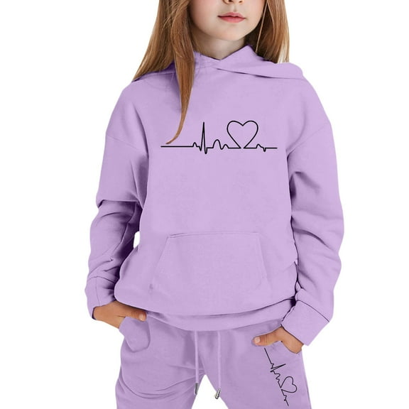 Kiijoy Toddler Girls Sweatsuit Letter Print Casual Sports Hoodie Joggers Set, Sizes 3-4