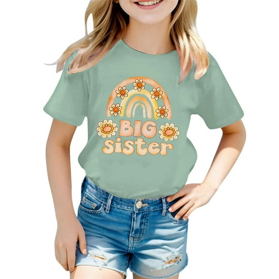 Kiijoy Toddler Girls T Shirt Letter Print Short Sleeve T-Shirt Casual Tee Top, Sizes 3-4