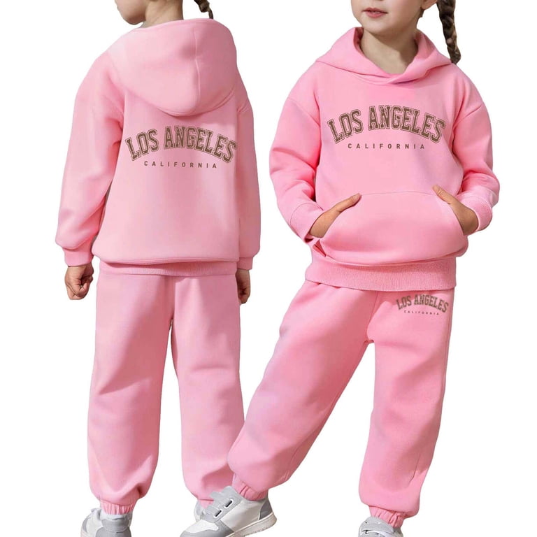 Kiijoy Toddler Girls Tracksuit Los Angeles Print Hoodie Sweatpants