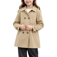 thumbnail image 1 of Kiijoy Toddler Girls Trench Jacket Fall Winter Outerwear Coat with Pockets, Khaki, 2-3 Years, 1 of 4