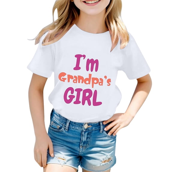 Kiijoy Toddler Girls Tshirt Letter Print Short Sleeve Round Neck T-Shirt Tee, Sizes 0-1