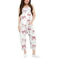 thumbnail image 1 of Kiijoy Toddler Girls' V Neck Suspender Romper Bow Pattern Casual Overalls, Sizes 4-5, 1 of 5