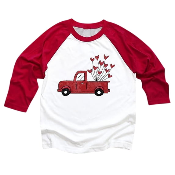 Kiijoy Toddler Girls Valentine's Day T-Shirt Graphic Long Sleeve T Shirt, Sizes 2-3