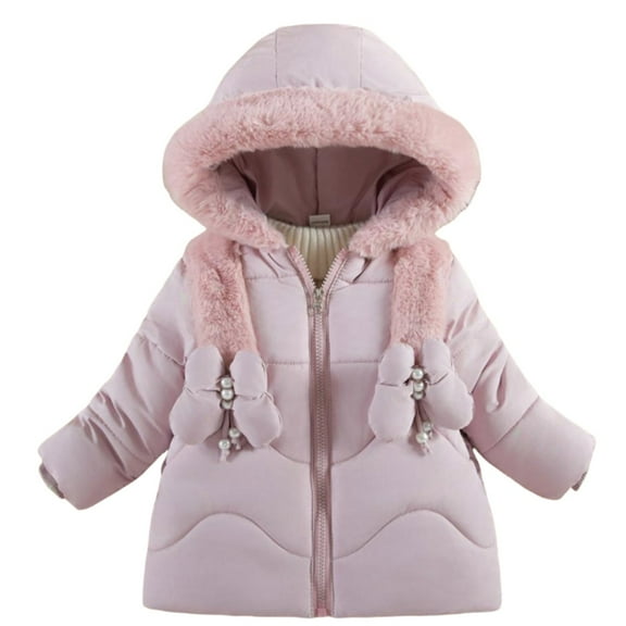 Kiijoy Toddler Girls Winter Coat Hooded Warm Down Jacket Padded Outerwear, Sizes 3-4