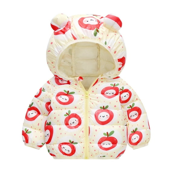 Kiijoy Toddler Girls Winter Padded Coat Bear Ears Hooded Cartoon Puffer Jacket, Sizes 3-4