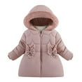 thumbnail image 1 of Kiijoy Toddler Girls Winter Padded Coat Bow Hooded Down Jacket Warm Outerwear, Sizes 3-4, 1 of 3
