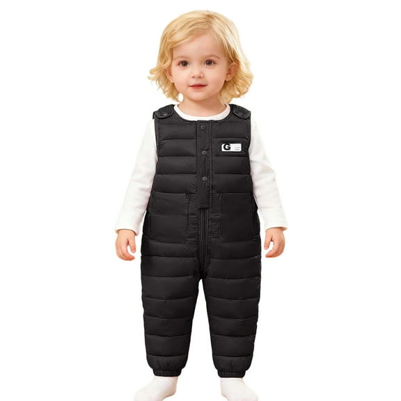 Kiijoy Toddler Girls Winter Padded Overalls Warm Sleeveless Jumpsuit Dungarees, Sizes 4-5
