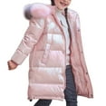 thumbnail image 1 of Kiijoy Toddler Girls Winter Puffer Jacket Warm Hooded Long Down Coat Kids Outerwear, Pink, 4-5 Years, 1 of 6