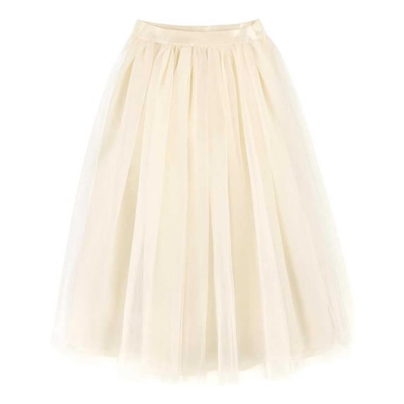 Kiijoy Tutu Skirt for Girls Solid Color Party Princess Midi Mesh Tulle Skirt, Sizes 4-5