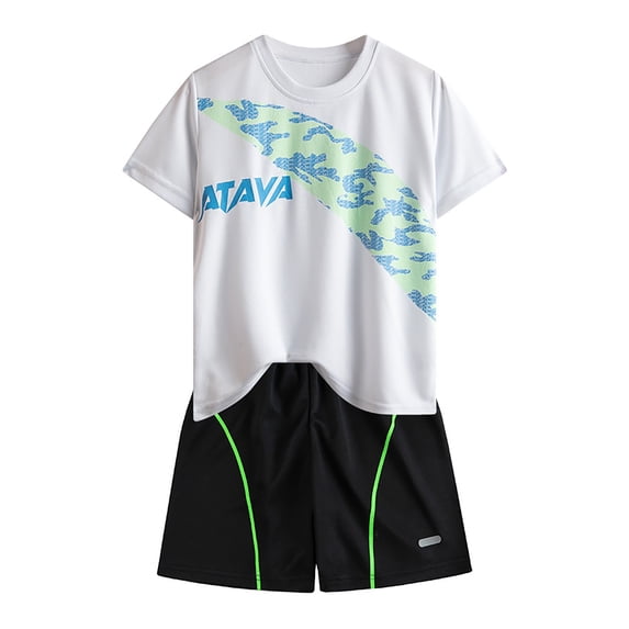 Kiijoy Tween Boys Athletic Outfits Quick Drying Short Sleeve Tee Shorts Set, Sizes 11-12