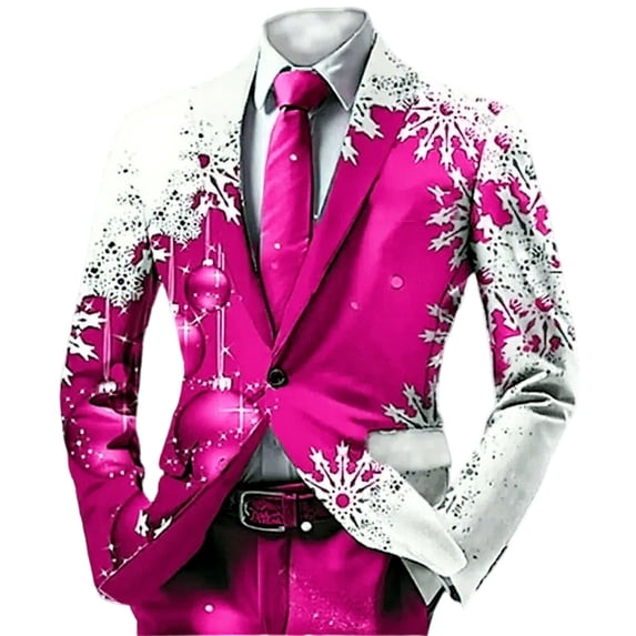 Kiijoy Tween Boys Christmas Blazer Snowflake Print Suit Jacket Sport Coat, Sizes 11-12