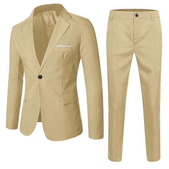 Kiijoy Tween Boys Formal Suit Solid Single Blazer Pants Wedding Party Outfits