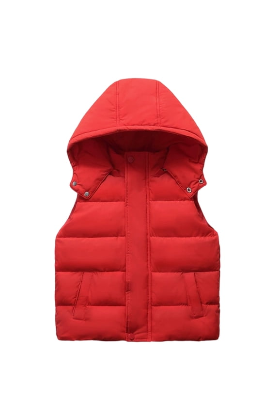 Tween Boys Hooded Down Vest Winter Warm Padded Sleeveless Jacket, Sizes 11-12