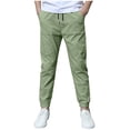 thumbnail image 1 of Kiijoy Tween Boys Linen Pants Breathable Drawstring Trousers Lightweight Joggers, Sizes 11-12, 1 of 7