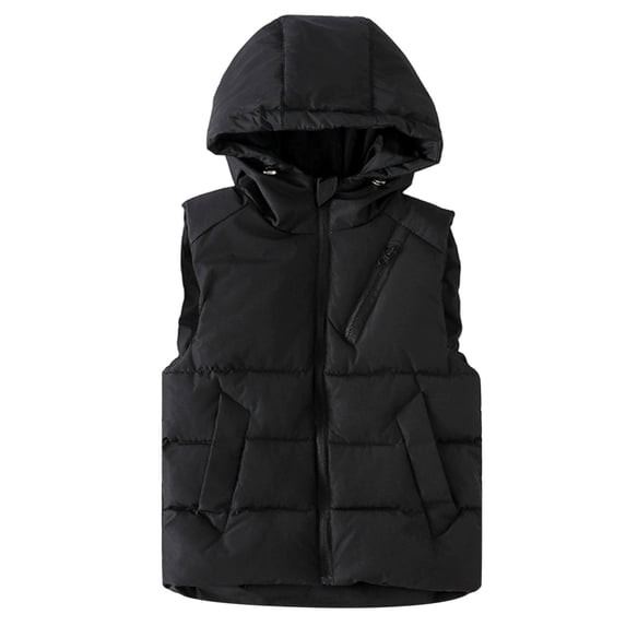 Kiijoy Tween Boys Warm Padded Vest Winter Solid Sleeveless Jacket Outerwear, Sizes 11-12