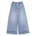 thumbnail image 1 of Kiijoy Tween Girls Baggy Straight Leg Jeans Pull On Casual Demin Pants, Sizes 11-12, 1 of 8