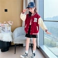 thumbnail image 1 of Kiijoy Tween Girls Baseball Jacket Casual Colorblock Outerwear Sweatshirt, Sizes 11-12, 1 of 8