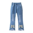 thumbnail image 1 of Kiijoy Tween Girls Bow Flared Jeans Slim Fit High Waisted Stretch Denim Pants, Sizes 11-12, 1 of 4