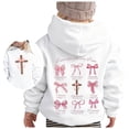 thumbnail image 1 of Kiijoy Tween Girls Bow Graphic Hoodie Casual Cute Pullover Hooded Sweatshirt, Sizes 11-12, 1 of 4