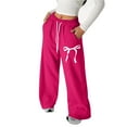 thumbnail image 1 of Kiijoy Tween Girls Bow Print Baggy Sweatpants Straight Leg Casual Sports Pants, Sizes 11-12, 1 of 5