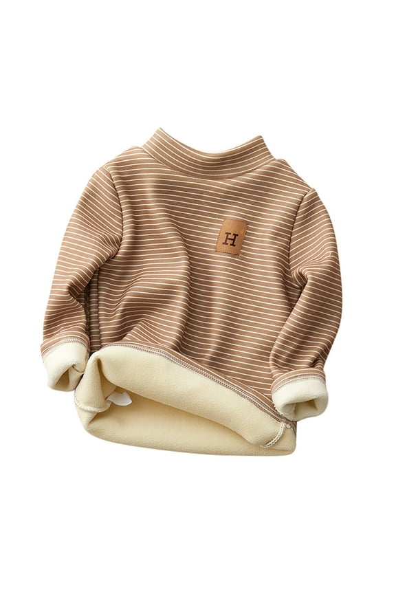 Tween Girls Stripe T Shirt Warm Thermal Undershirt Pullover, Sizes 12-13