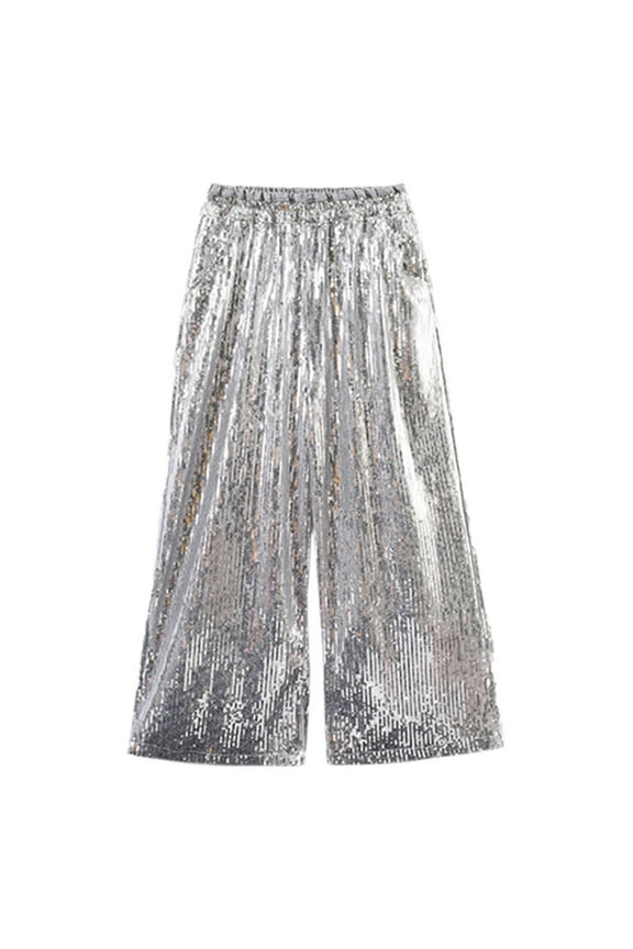 Tween Girls Glitter Sequin Dance Pants Shiny Hop Jazz Trousers, Sizes 11-12