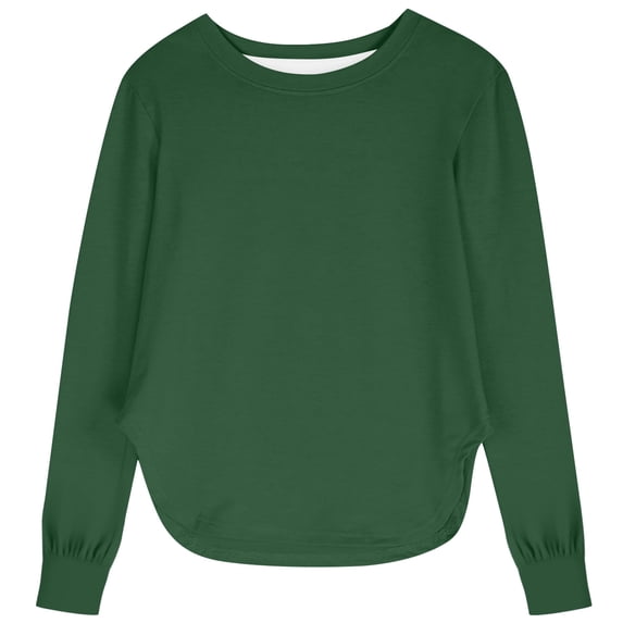 Kiijoy Tween Girls Long Sleeve T-Shirt Solid Casual Soft Undershirt Tshirt, Sizes 11-12