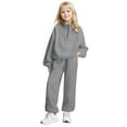 thumbnail image 1 of Kiijoy Tween Girls Outfits Solid Half Zip Sweatshirt Sweatpants Tracksuit, Sizes 12-13, 1 of 5