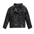 thumbnail image 1 of Kiijoy Tween Girls Pu Leather Jacket Zipper Lapel Long Sleeve Coat Fashion Pu Jacket, 1 of 5