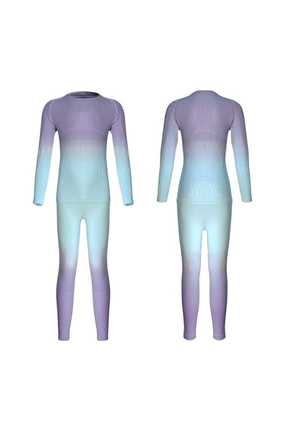 Tween Girls Stretch Quick Drying Base Layer Gradient Thermal Underwear Set, Sizes 10-12