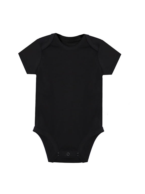 Unisex Baby Solid Romper Boys Girls Short Sleeve Bodysuit Onesies, Sizes 0-24M