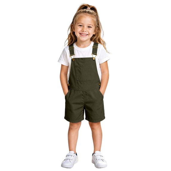 Kiijoy Unisex Casual Short Overalls with Adjustable Straps Summer Romper, Sizes 4-13