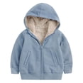 thumbnail image 1 of Kiijoy Winter Toddler Girls Fleece Sherpa Lined Hoodie Cozy Zip Up Hooded Sweatshirt, Blue, 2-3 Years, 1 of 5