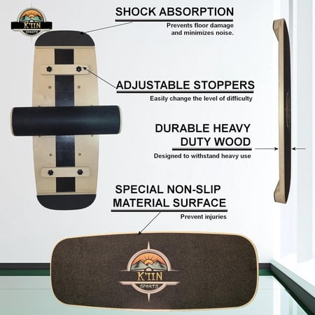 Kiin Balance Board Trainer - Adjustable Balance Board for Core Training, Stability Improvement, and Ankle Strengthening