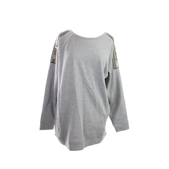 Kiind Of Heather Grey Embellished Shoulder Tunic Sweatshirt S