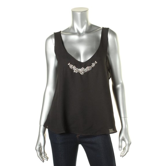 Kiind Of Womens Selena Chiffon Embellished Tank Top