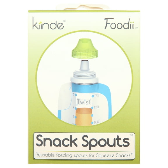 Kiinde Foodii Reusable Snack Spout Attachments for Homemade Puree Squeeze Pouches, 2-Pack