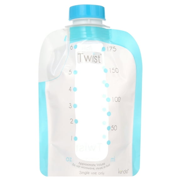 Kiinde Twist Pouch Direct-Pump Direct-Feed Twist Cap Breast Milk Storage Bags for Pumping, Freezing, Heating and Feeding - 6 Ounce (Pack of 80)