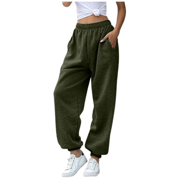 Kiittyyyy Athletic Pants Women Plus - Against-Coldness Jogging Pants with Pockets Daily Home Outdoor Elastic Lace Up Workout Pants for Women Plus Size
