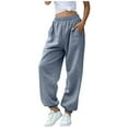 thumbnail image 1 of Kiittyyyy Athletic Pants Women - Workout Sports Pants Side Pockets Daily Home Outdoor Elastic Lace Up Workout Pants for Women, 1 of 9