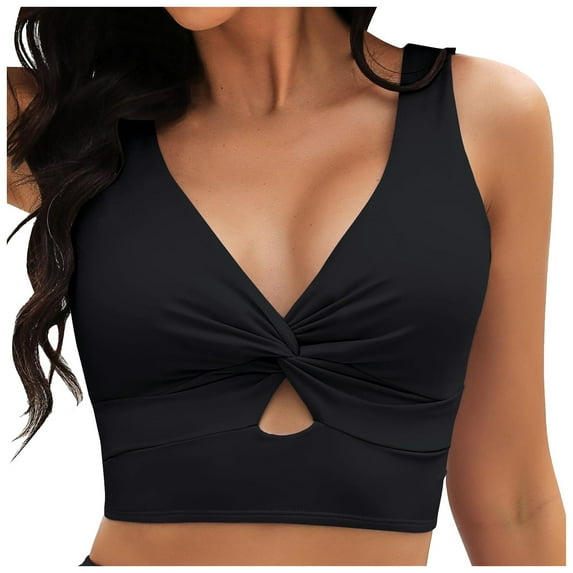 Kiittyyyy Bikini Tops for Women Black - Swimsuit Tops for Women Plus Size Clearance Padded Tankini Tops for Women Twist Knot Vintage Womens Bathing Suit Tops With Underwire