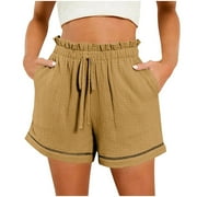 Kiittyyyy Long Short for Women Made of Cotton Clearance Shorts For Women High Waisted Womens Drawstring Shorts with Lace Cotton Soft Shorts for Women Plus Short for Women Summer