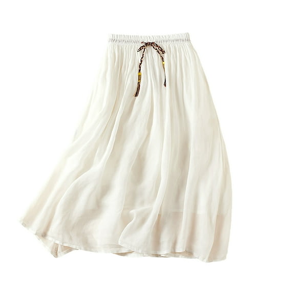 Kiittyyyy Womens Skirts Dressy Casual Maxi Skirt with Pockets Womens Skirts Long Flowy Maxi Skirts Linen Skirts for Women Cotton Skirt for Women Womens Boho Skirts Long