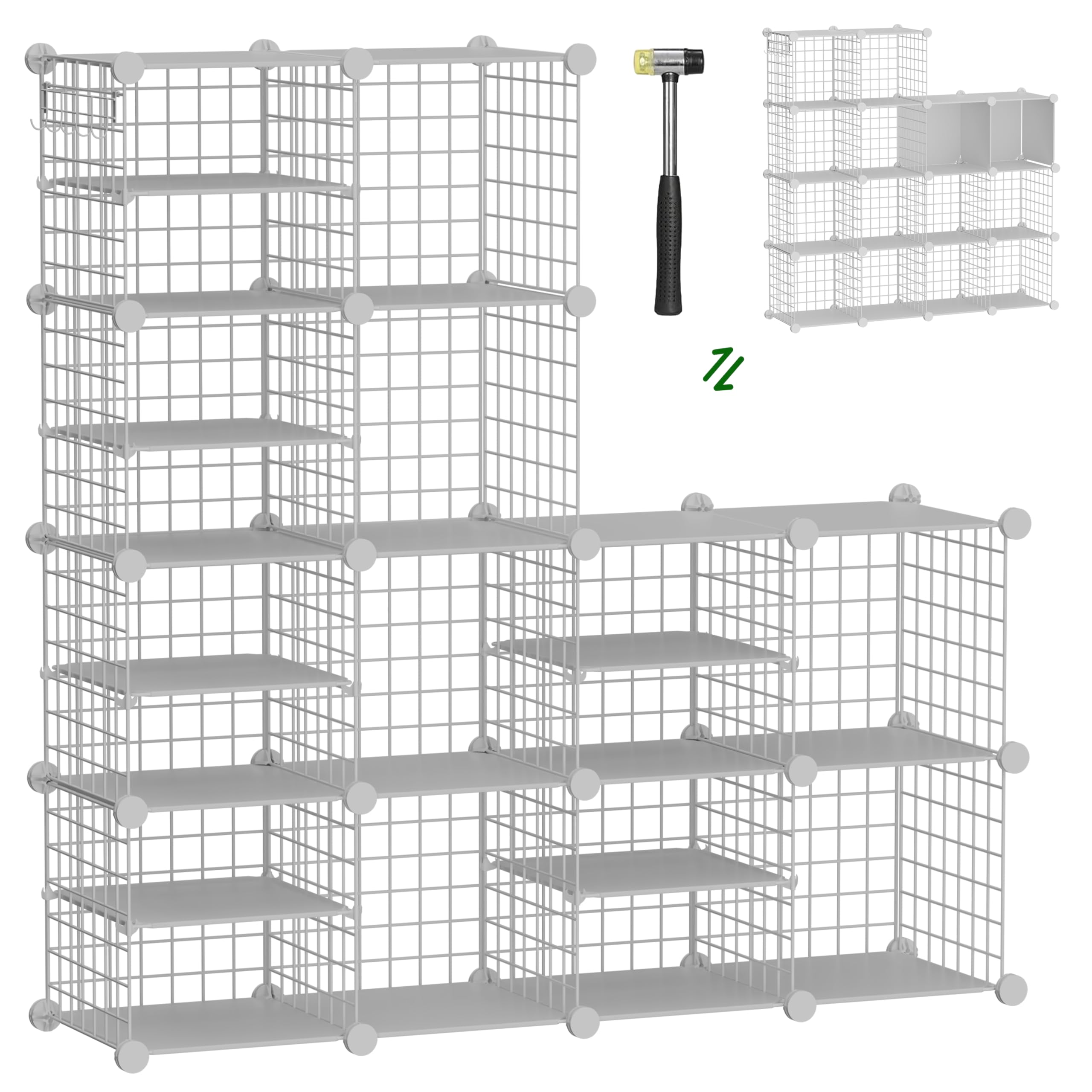Kiivoena Wire Cube Storage Organizer, 12 Cubes Converted into 14 Cubes ...