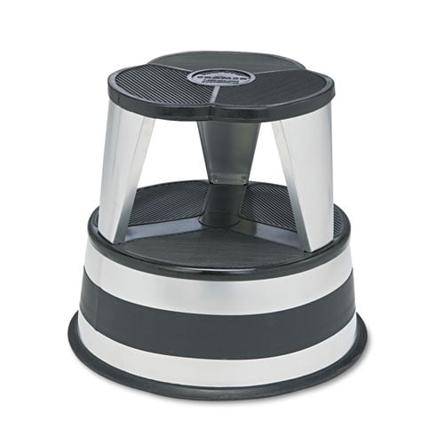 Kik-Step Steel Step Stool, 2-Step, 350 lb Capacity, 16" Diameter x 14.25"h, Silvertone | Bundle of 2