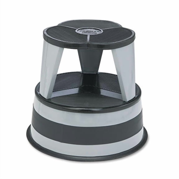 Kik-Step Steel Step Stool, 2-Step, 350 lb Capacity, 16" Diameter x 14.25"h, Slate | Bundle of 2