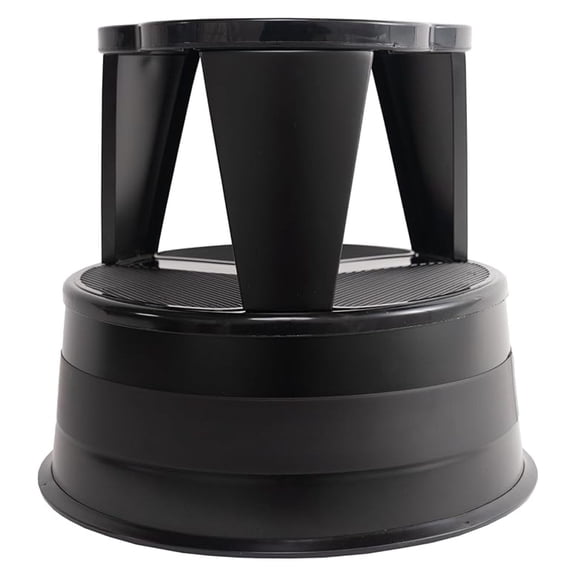 Kik Step Steel Step Stool - Two Step, Holds 350 lbs, Rolling Stool with Wheels, Non-Slip Surface, Black