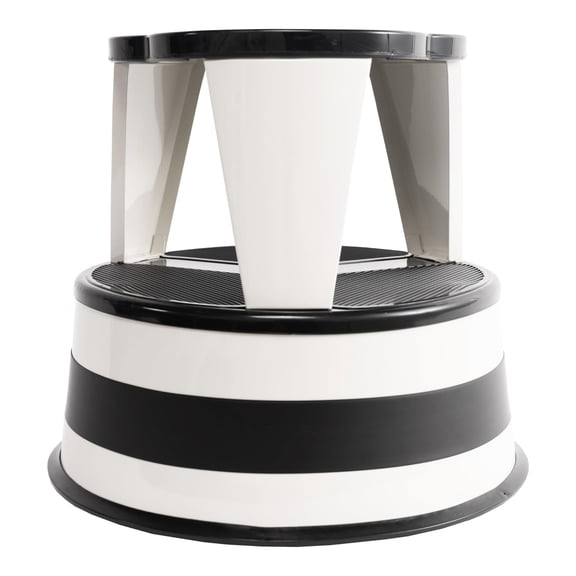 Kik Step Two Step Stool, Steel Rolling Step Stool with Non-Slip Surface, Heavy Duty for Kitchen Bathroom Workshop, 350 lbs Capacity, White