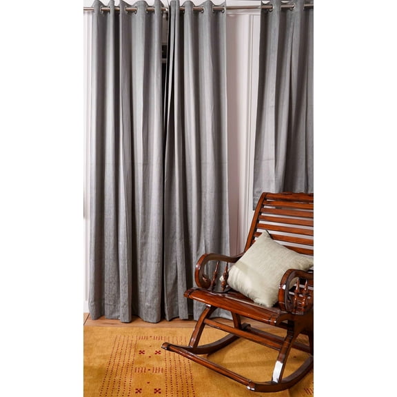 Kika Home Collections Handmade 48"x95" Modern Light Gray Solid Decorative Grommet Curtains, 2 Count