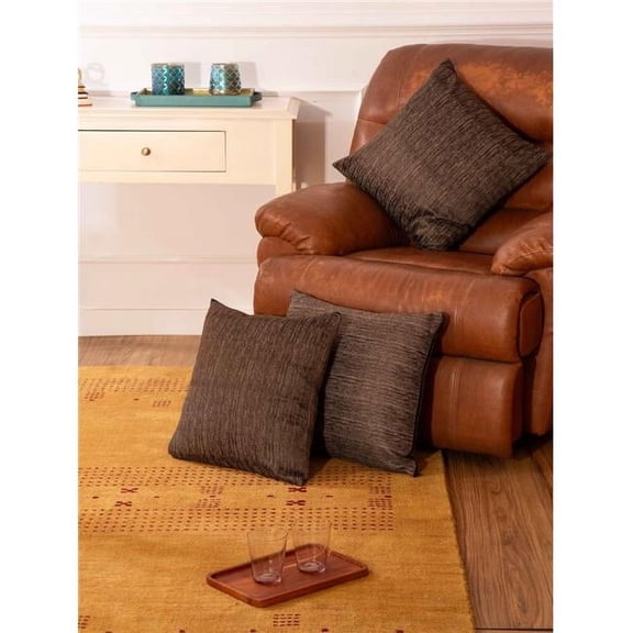 Kika Home Collections UB50SCC40Y100S40SCZAS 22 x 22 in. 360 GSM Poly Cotton Jacquard Fabric Decorative Cushion Covers - Plain Solid Textured, Dark Brown - Handmade - Eco-Friendly - Pack of 2